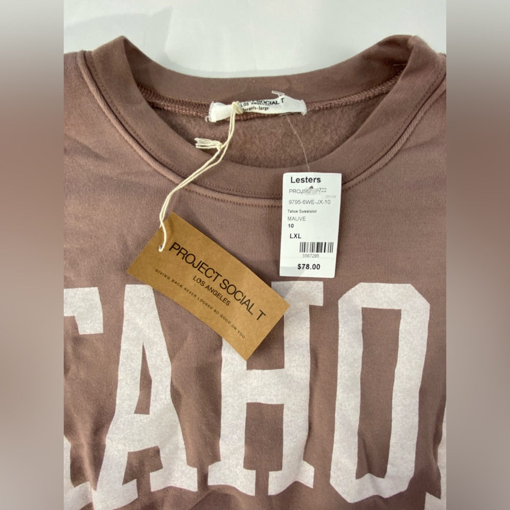 Project Social T Tahoe L/XL Mauve NWT sweatshirt - Picture 8 of 8